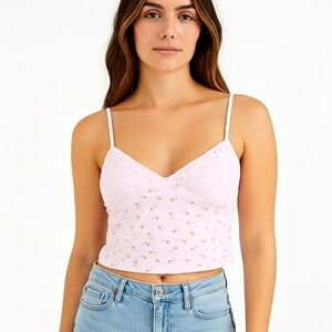 Vintage Y2K Victoria's Secret Dainty Floral Croquette Pink Cami Crop Top Medium
